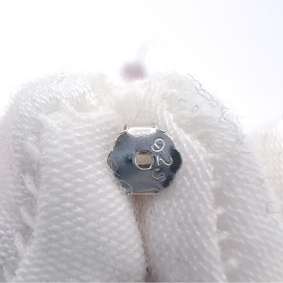 7mm Square Pink Cz .925 Sterling Silver Earrings - Picture 12 of 13